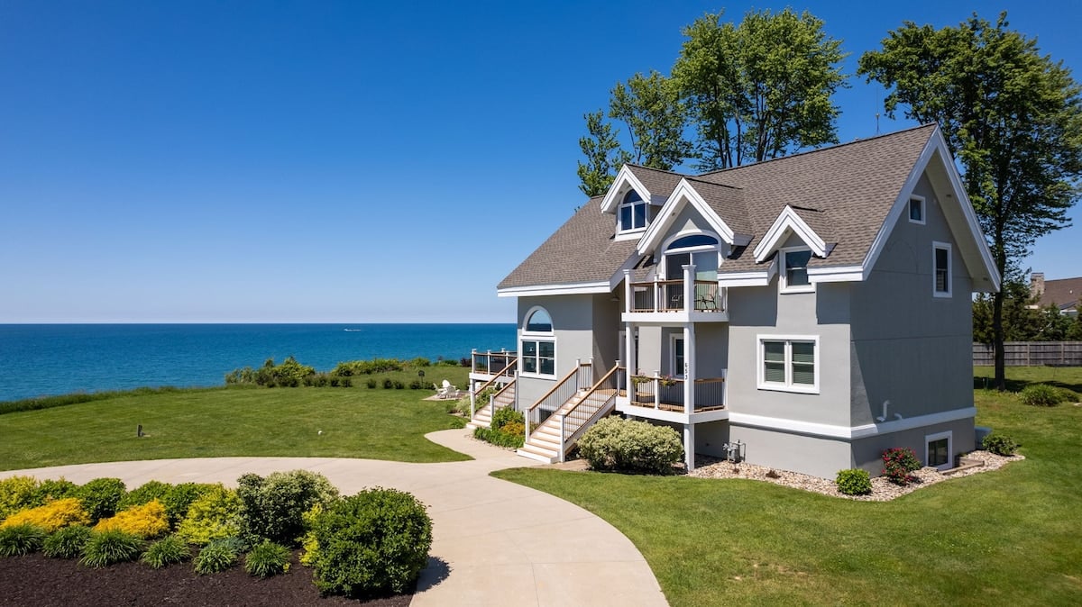 A Home Base home on the Michigan lakeshore at sunset