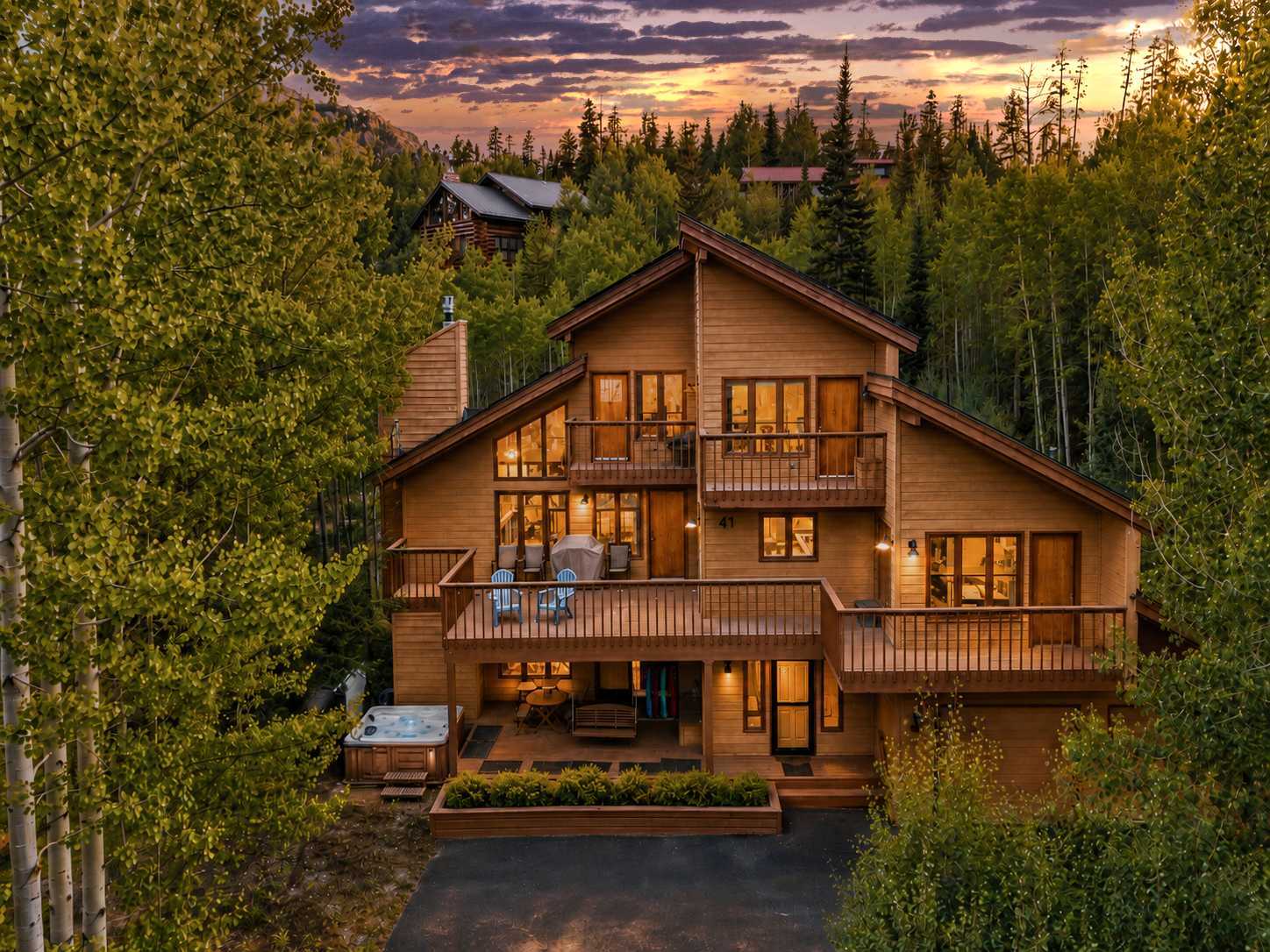 A Home Base mountain lodge among the aspens in Colorado